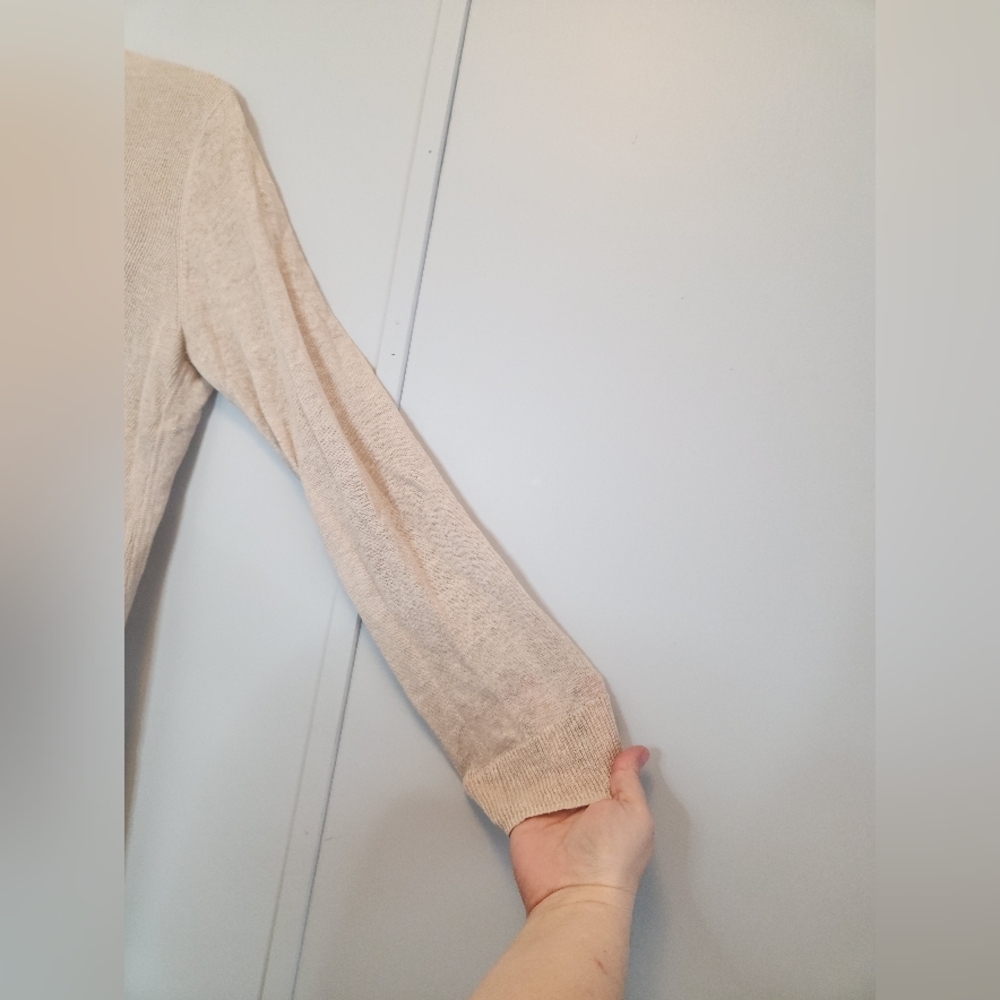 Tahari Linen Cream Cardigan Size Medium - Picture 7 of 7